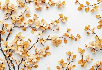 Delicate Golden Blossoms Create a Serene Autumn Atmosphere in Nature's Artistry. Generative AI