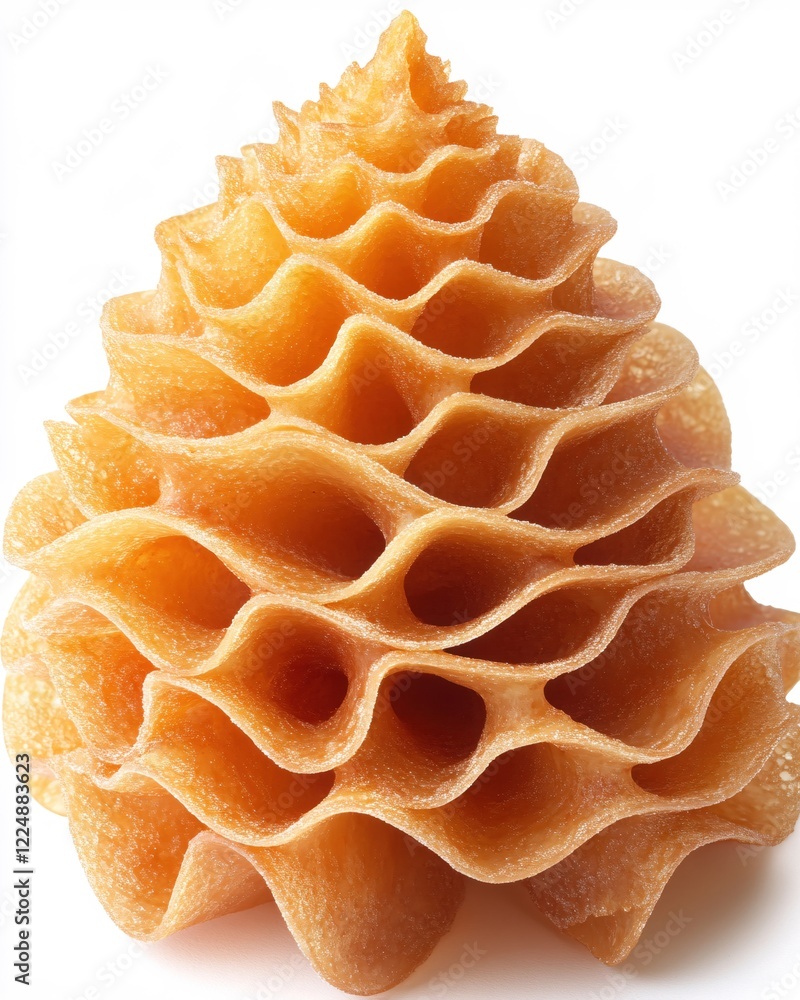 Poster abstract layered structure with orange hue and wavy edges on a white background