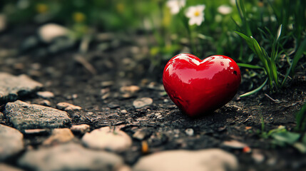Fototapeta premium red heart shape on an earthy background