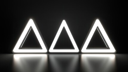 beautiful colorful neon triangles. Selective focus.