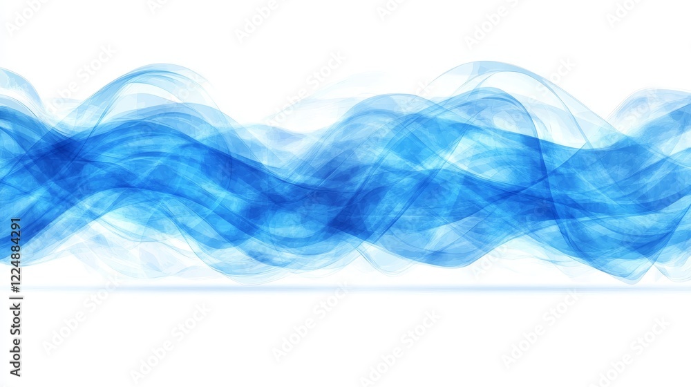 Aufkleber abstract blue flowing gradient wave pattern on white background with subtle shadow effect