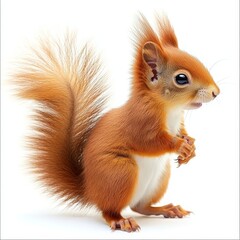Obraz premium An adorable squirrel isolated on a clean white background with a cut-out effect, showcasing its playful and charming nature, perfect for wildlife, nature, or educational themes.