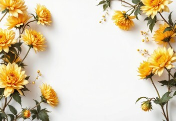 Obraz premium Bright Yellow Flowers Create a Cheerful Frame for a Serene Background. Generative AI