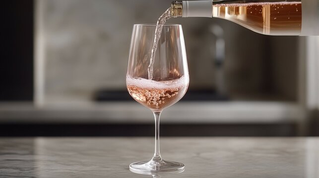 Pouring champion ros wine into elegant glass for a refined tasting experience