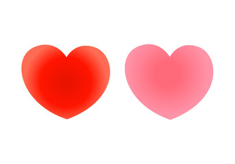 Red and pink gradient hearts set icons Valentines day gift decoration card