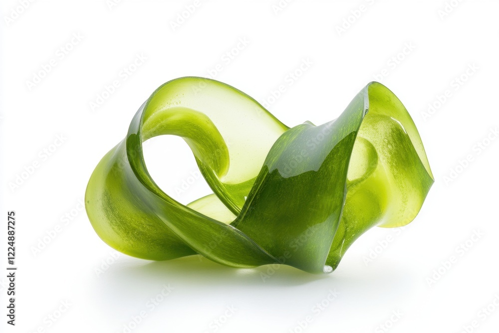 Aufkleber wet spirulina algae ribbon creating a dynamic shape, isolated on white background