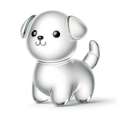 Naklejka premium 강아지,하얀색,투명한,귀여운,유리,얼음,인형,3d