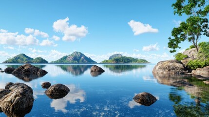 Fototapeta premium Serene Tropical Island Seascape