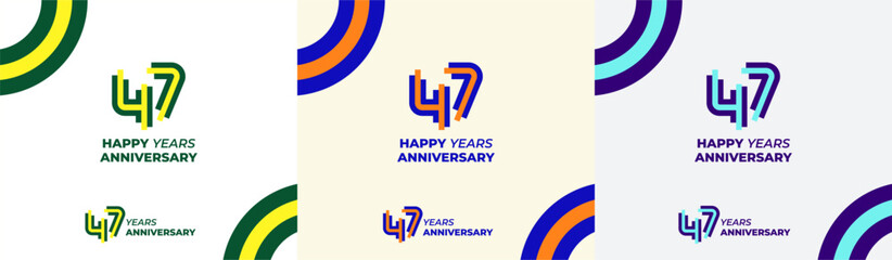 Logo Years Modern Line Colorful 47th, 47th Happy Anniversary with Colorful Line Stack, Minimalist and Modern.