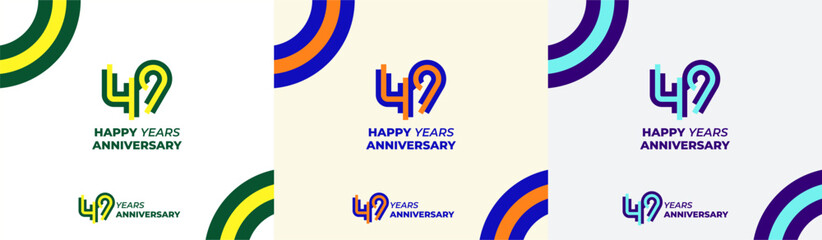 Logo Years Modern Line Colorful 49th, 49th Happy Anniversary with Colorful Line Stack, Minimalist and Modern.