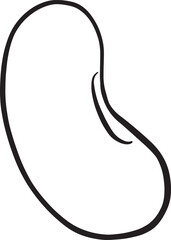 Cartoon Dried Bean Character Kidney Mung or Pinto Pulse Vegan Vector Mascot Outline Clipart