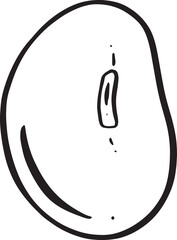 Cartoon Dried Bean Character Kidney Mung or Pinto Pulse Vegan Vector Mascot Outline Clipart