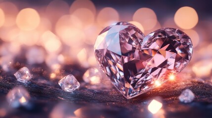 Beautiful Heart-Shaped Diamond on Sparkling Background