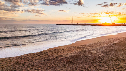 Vilamoura Marina beach, Portugal on an autumn evening
