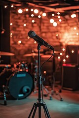 Obraz premium professional microphone on stage. Selective focus.