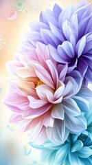 Fototapeta premium Colorful blooming flowers create a vibrant and serene atmosphere in an artistic digital illustration