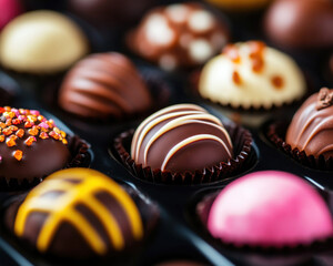 Obraz premium An assortment of beautifully crafted chocolate truffles.
