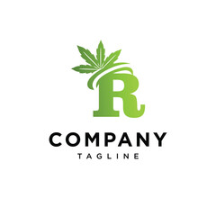 Letter R Cannabis Logo Icon Vector