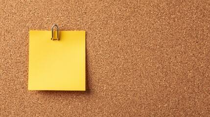 Blank sticky note on corkboard for reminders or notes