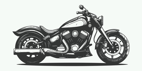 Obraz premium Vintage retro jand drawn engraving illustration of motorcycle side view