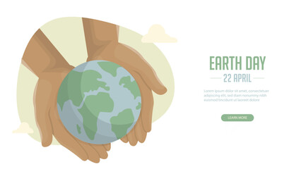 Earth Day April 22 Environmental Web Banner. World earth day concept. Save nature. Ecology concept. Graphic and web design, business presentation, marketing and print material. Vectpr illustration