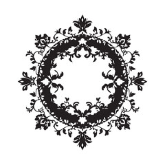 black corner flower decoration wedding ornament silhouette illustration on white background