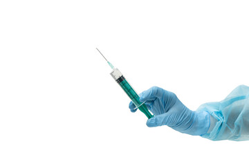 Doctor's Hand in Latex Glove Holding a Syringe - Transparent PNG