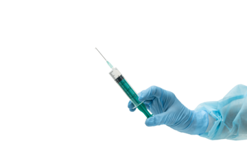 Doctor's Hand in Latex Glove Holding a Syringe - Transparent PNG