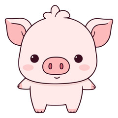 cute little pig farm animal pet flat color vector illustration template design