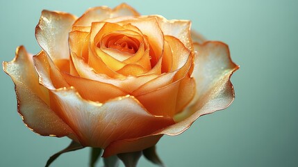 Golden rose, dew-kissed petals, elegant bloom.