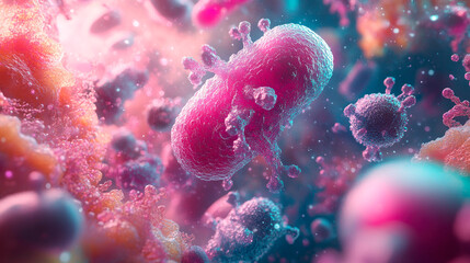 Naklejka premium Bacteria outbreak and bacterial infection background. Close up microscopic bacteria cells.