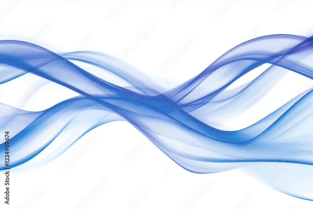 Poster abstract flowing lines in blue tones with soft gradients for creative design