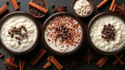 Delicious Creamy Rice Pudding with Chocolate and Cinnamon