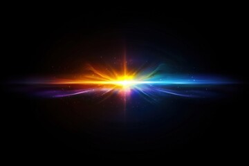 Vivid Abstract Radial Burst of Light in Rainbow Colors on a Dark Background