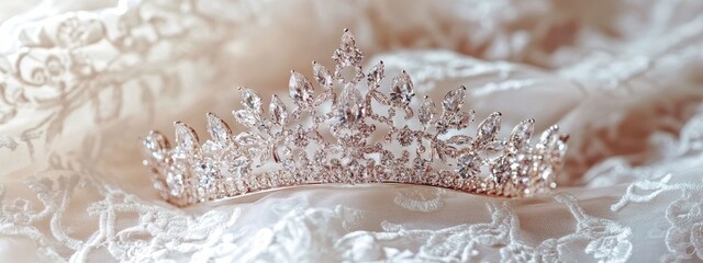 Obraz premium Tiara with stones on a beautiful background. Selective focus.