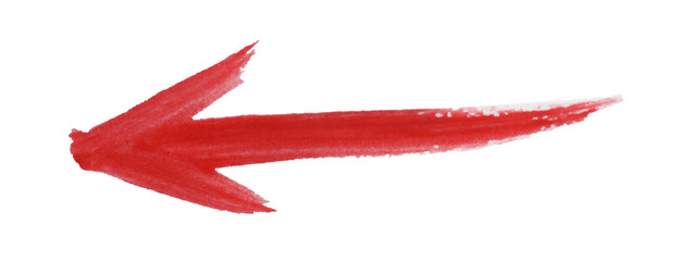One red drawn arrow isolated on white
