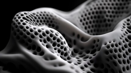Abstract 3D Render: Cellular Structure, Organic Forms, Gray Scale