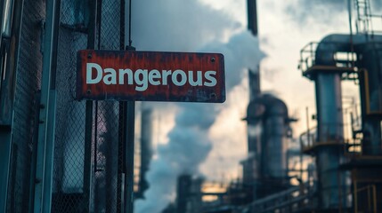 Obraz premium Industrial Environment with Warning Signage
