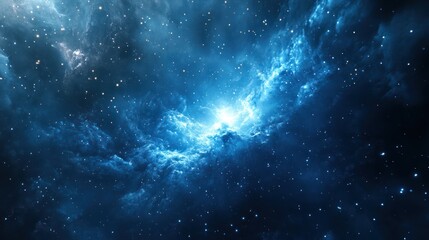 Naklejka premium Glowing nebula in deep space with bright light.