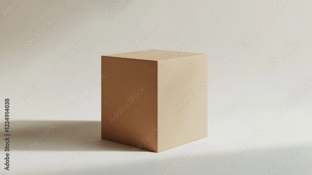 Aufkleber simple geometric still life of a 3d block on a light neutral background with shadow