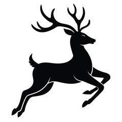 Jumping Deer Silhouette Clip Art Image vector black color silhouette