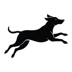 Jumping Dog Silhouette Clip Art Image vector black color silhouette.