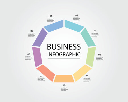 Business Infographic hexagon modern design template for banners and infographics for 9 line step 