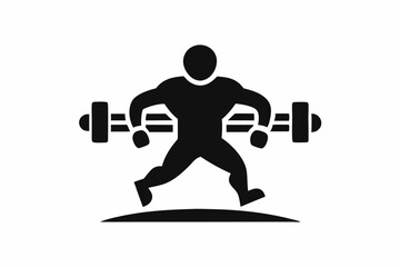 Fitness Icon Silhouette Vector - Black Workout Symbol On White Background,gym symbol, exercise icon, fitness equipment silhouette.