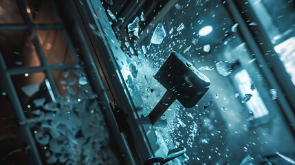 Police use a battering ram to break through a reinforced door during a raid, revealing an illegal gambling operation hidden inside.