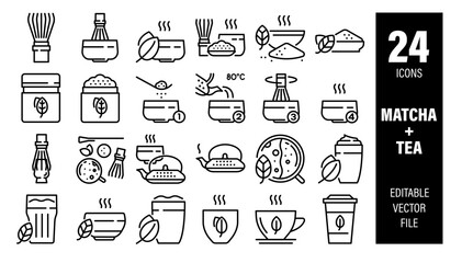 Icon Set Matcha Green Tea Antioxidant
