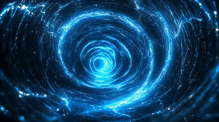 Blue neon color Abstract technology background, Network light effect. Concept visualization of sound waves.
