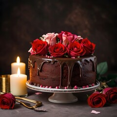 chocolate cake with rose