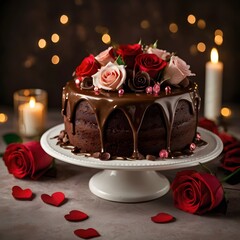 chocolate cake with rose