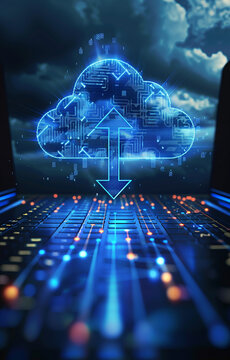 Cloud computing technology data storage concept on virtual screen.